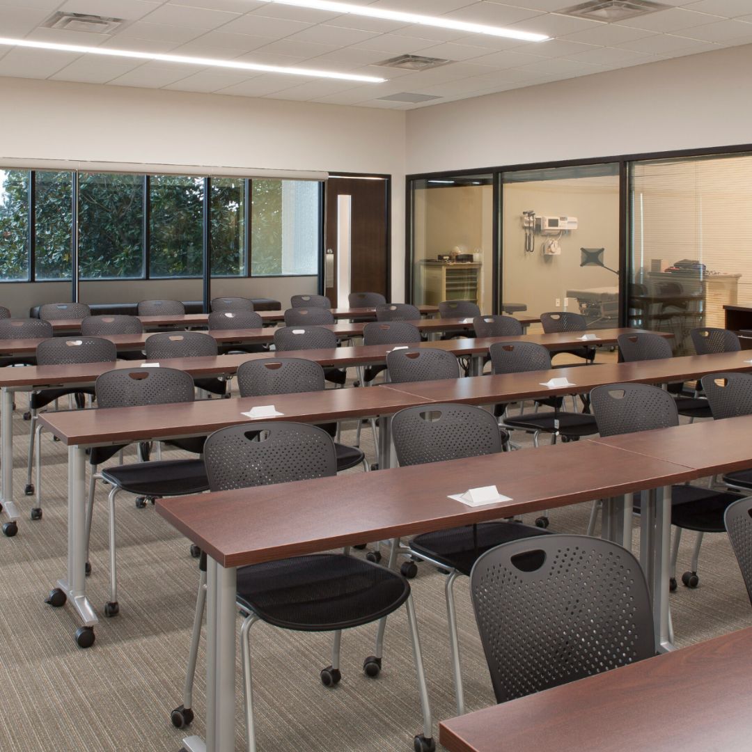 A classroom-type commercial interior