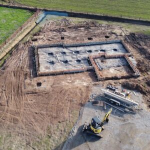 An aerial view of a construction site